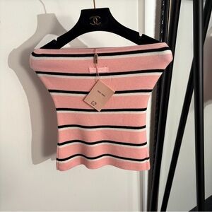 Miu Miu Pink Striped Strapless Bustier